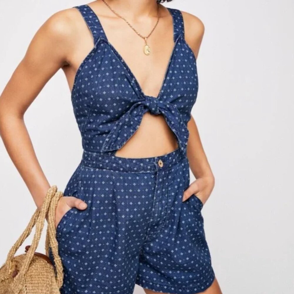 Free People Light Denim 45943255 Romper/Jumpsuit LARGE
